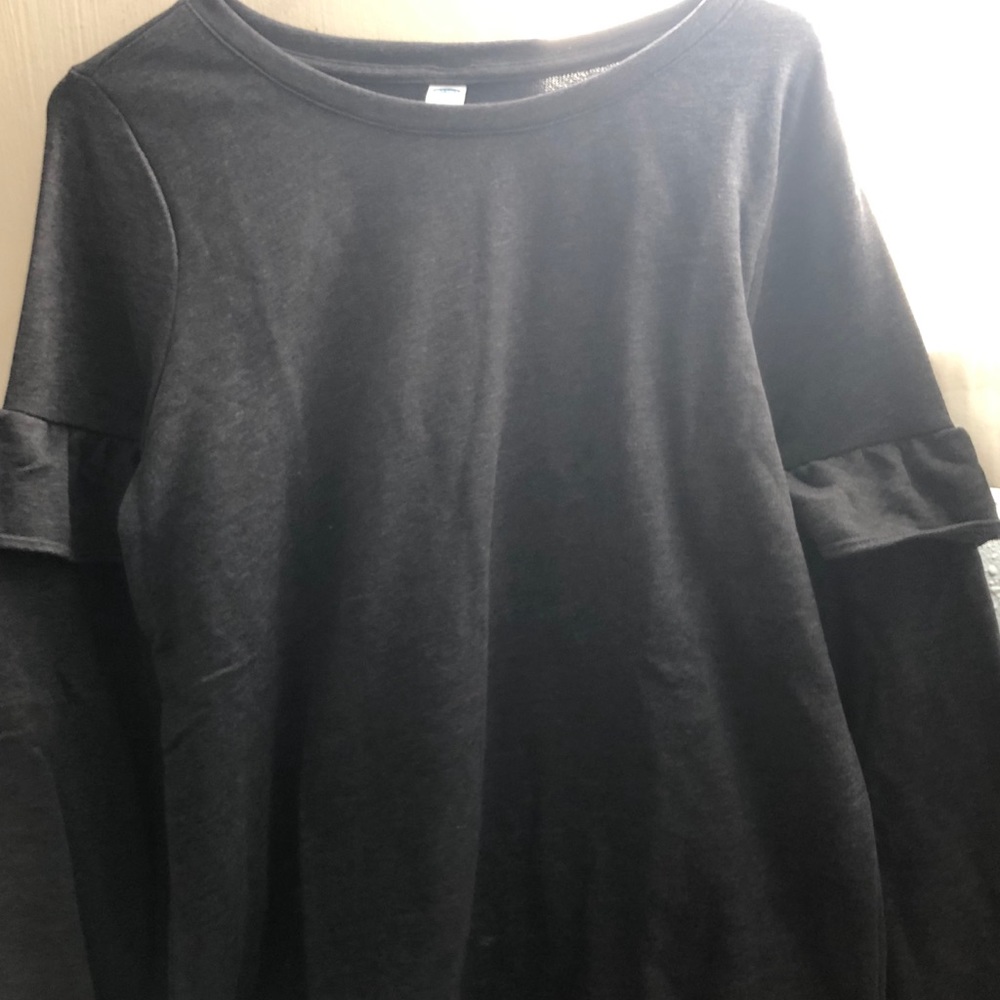 Terry Ruffle Sleeve Sweatshirt L